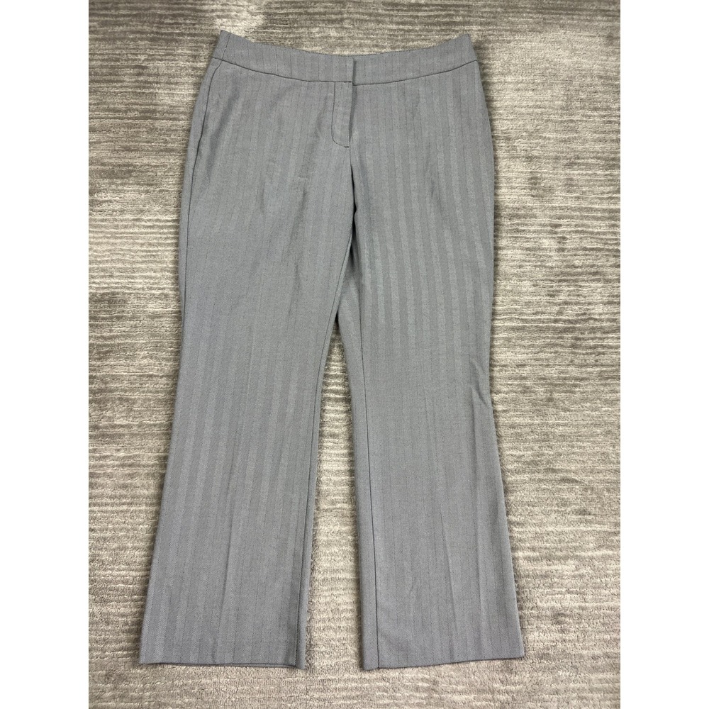 Kim Rogers Dress Pants Womens 14P Grey Herringbone Straight Leg Stretch Petite